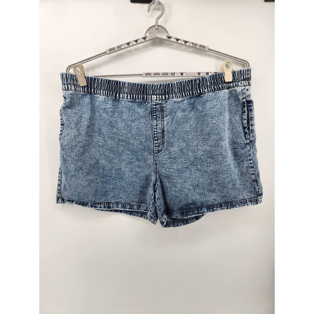 Terra & Sky Women's 4X Denim Shorts Plus‎ Size Blue Elastic Waist Pull On